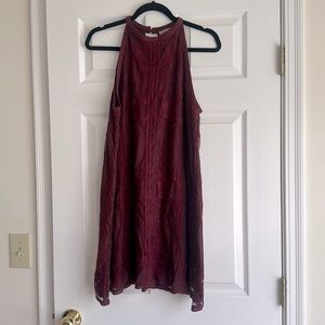 Maroon floral embroidered Shift Dress size:L